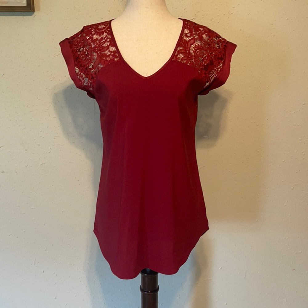 Express Blouse, Back Detail. Wine Red
